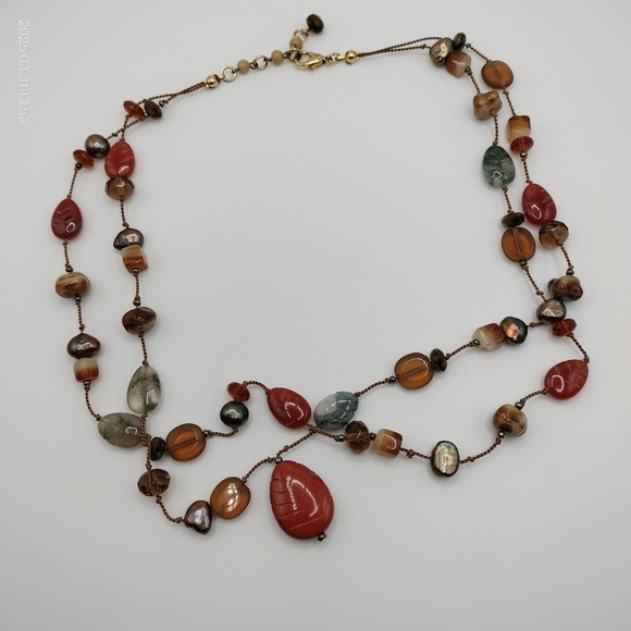 Elegant Multi-Color Beaded Necklace Double Strands Boho Hippie Retro Classic - Picture 1 of 10